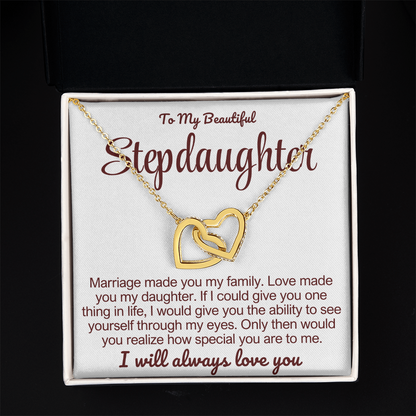 To My Stepdaughter - Linked Heart Necklace - I Will Always Love You Gift