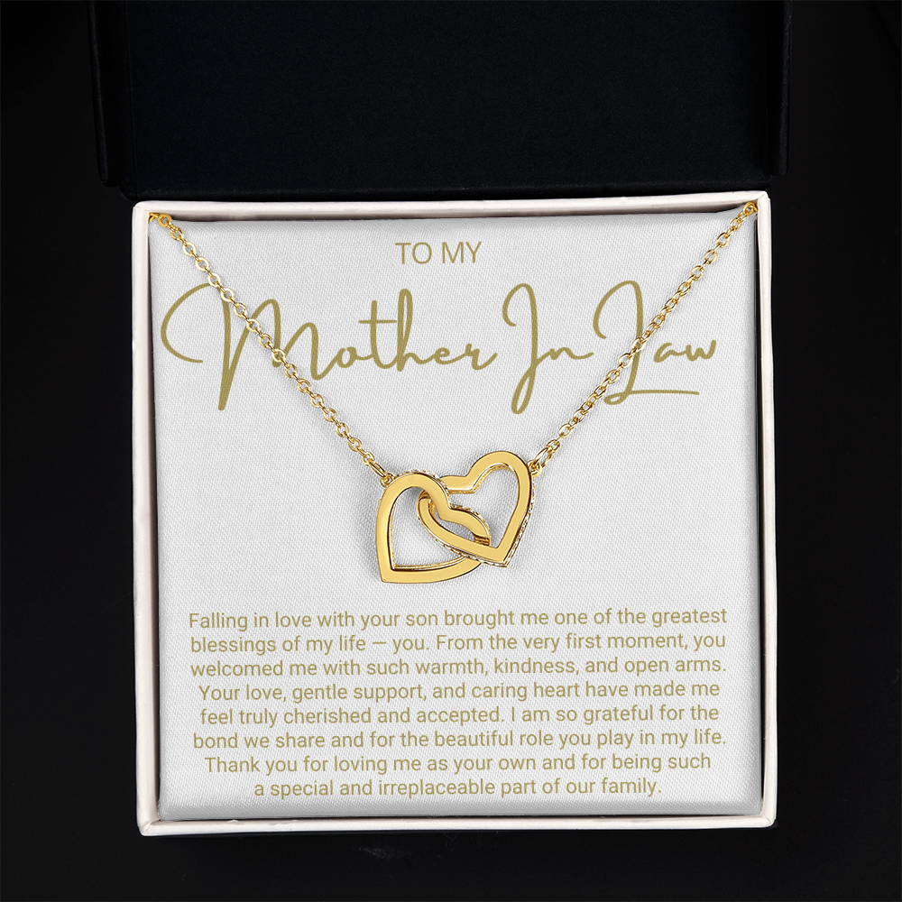 To My Mother In Law - Linked Hearts Necklace - You Are The Greatest Blessing Message Card Gift