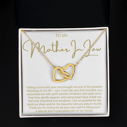 To My Mother In Law - Linked Hearts Necklace - You Are The Greatest Blessing Message Card Gift