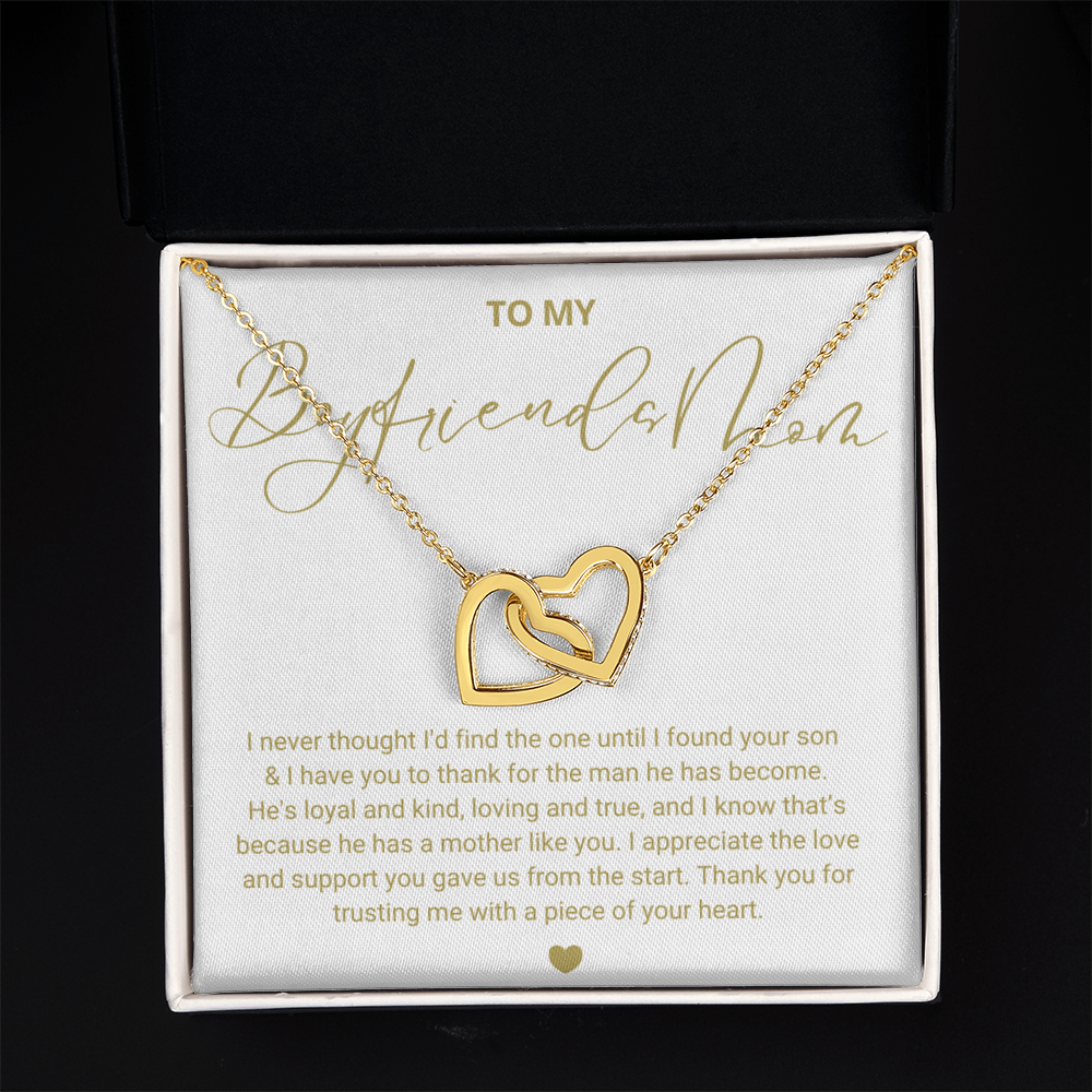 To My Boyfriend's Mom - Linked Hearts Necklace - Message Card Gift