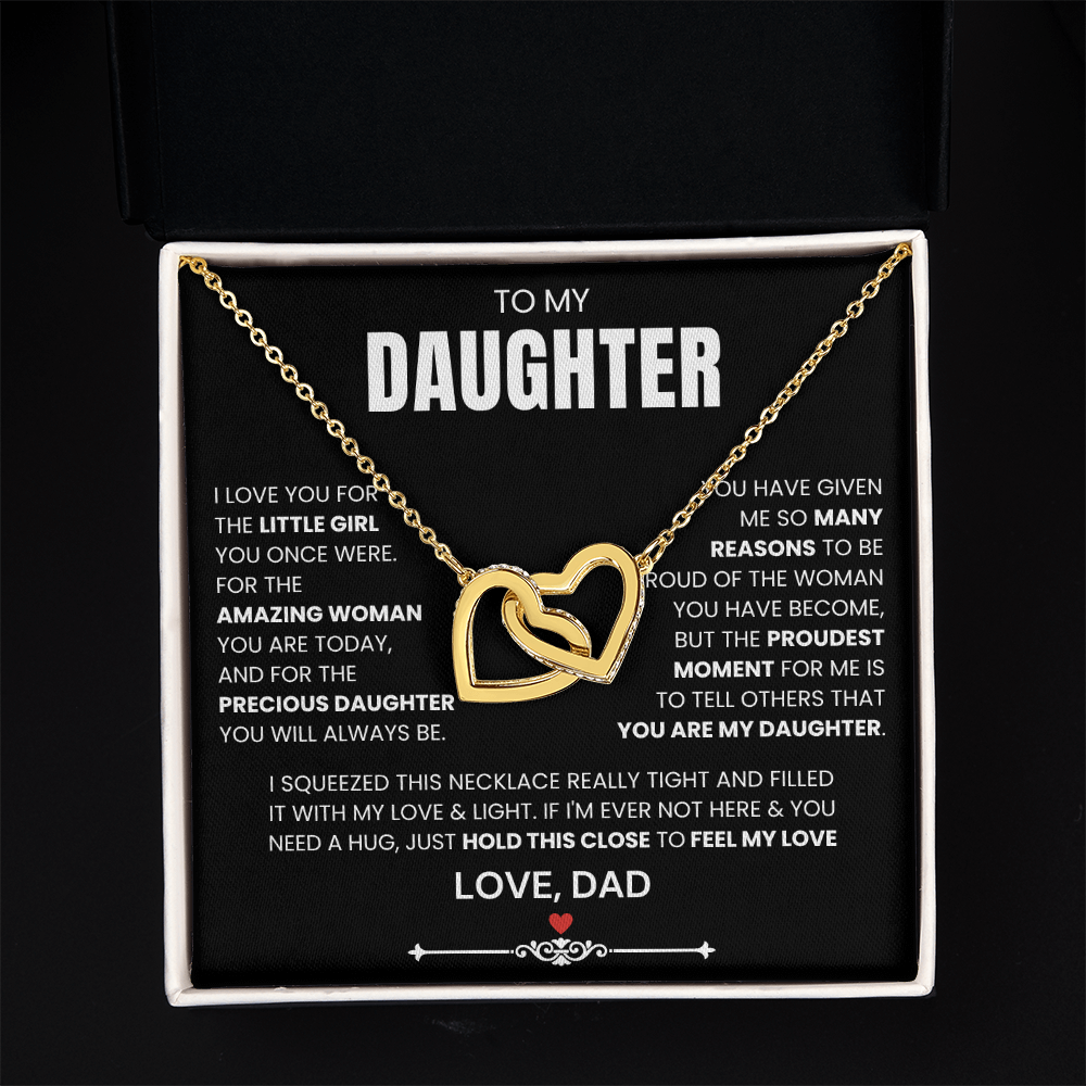 To My Daughter - Linked Hearts Necklace - Precious Daughter Message Card Gift