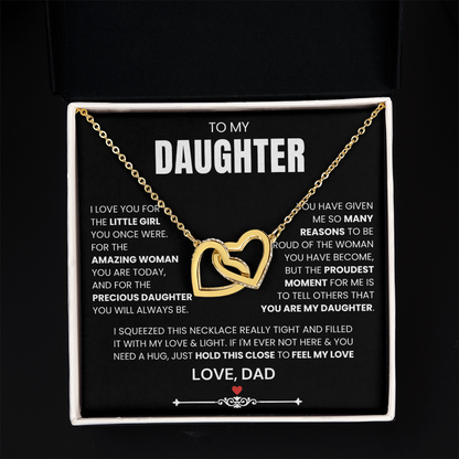 To My Daughter - Linked Hearts Necklace - Precious Daughter Message Card Gift