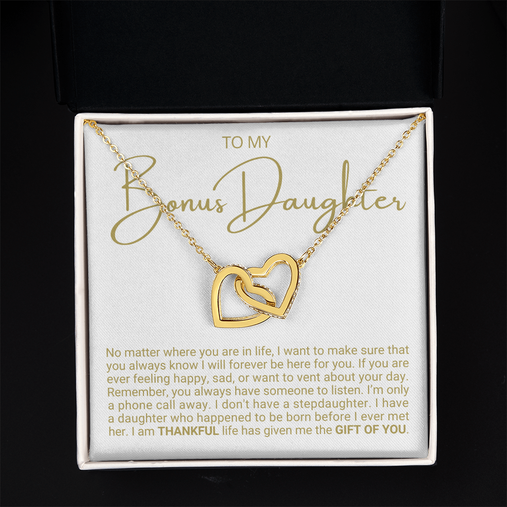 To My Bonus Daughter - Linked Hearts Necklace - Life Gave Me The Gift of You Gift