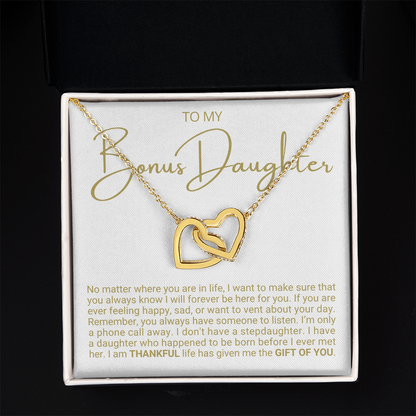 To My Bonus Daughter - Linked Hearts Necklace - Life Gave Me The Gift of You Gift