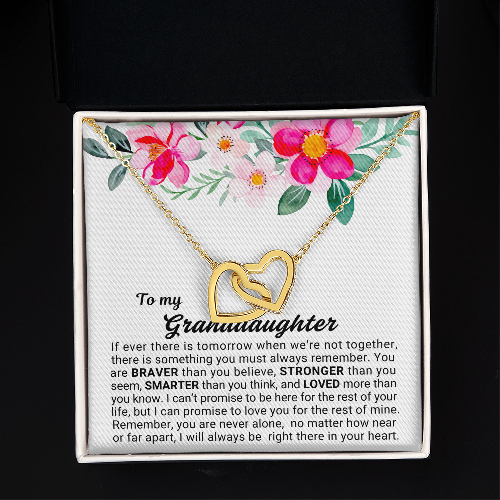 To My Granddaughter - Linked Hearts Necklace - You Are Never Alone Message Card Gift (Copy)