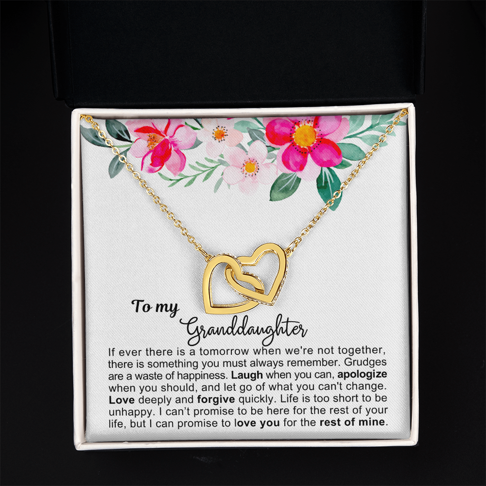 To My Granddaughter - Linked Hearts Necklace - Love You Forever Message Card Gift