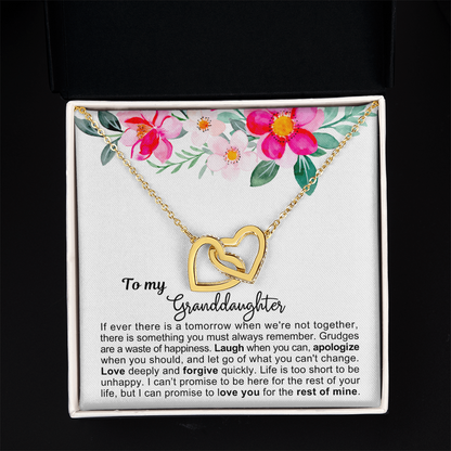 To My Granddaughter - Linked Hearts Necklace - Love You Forever Message Card Gift