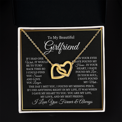 To My Girlfriend - Linked Hearts Necklace - You Are My Life Message Card Gift