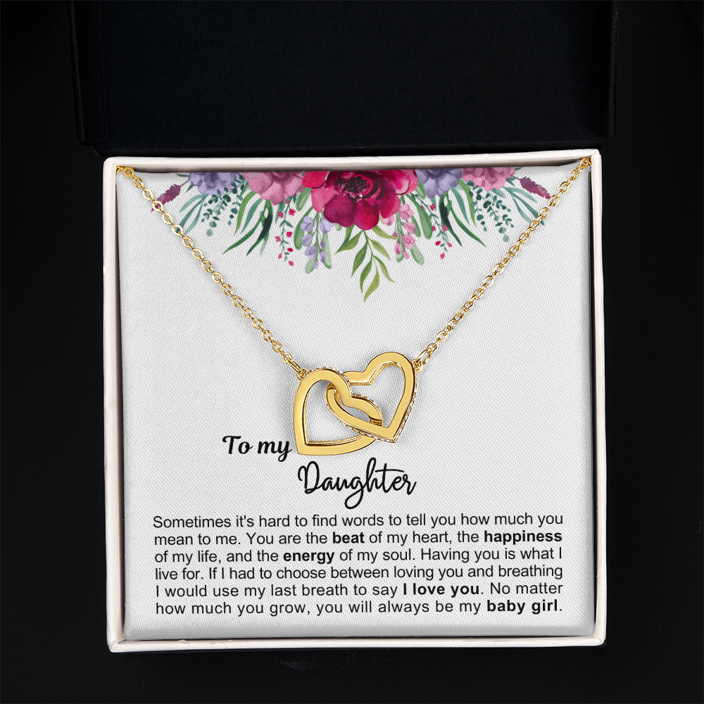 To My Daughter - Linked Hearts Necklace - Always My Baby Girl Message Card Gift
