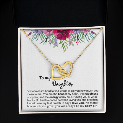 To My Daughter - Linked Hearts Necklace - Always My Baby Girl Message Card Gift