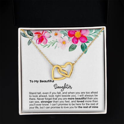 To My Daughter - Linked Hearts Necklace - Look Beside You Message Card Gift