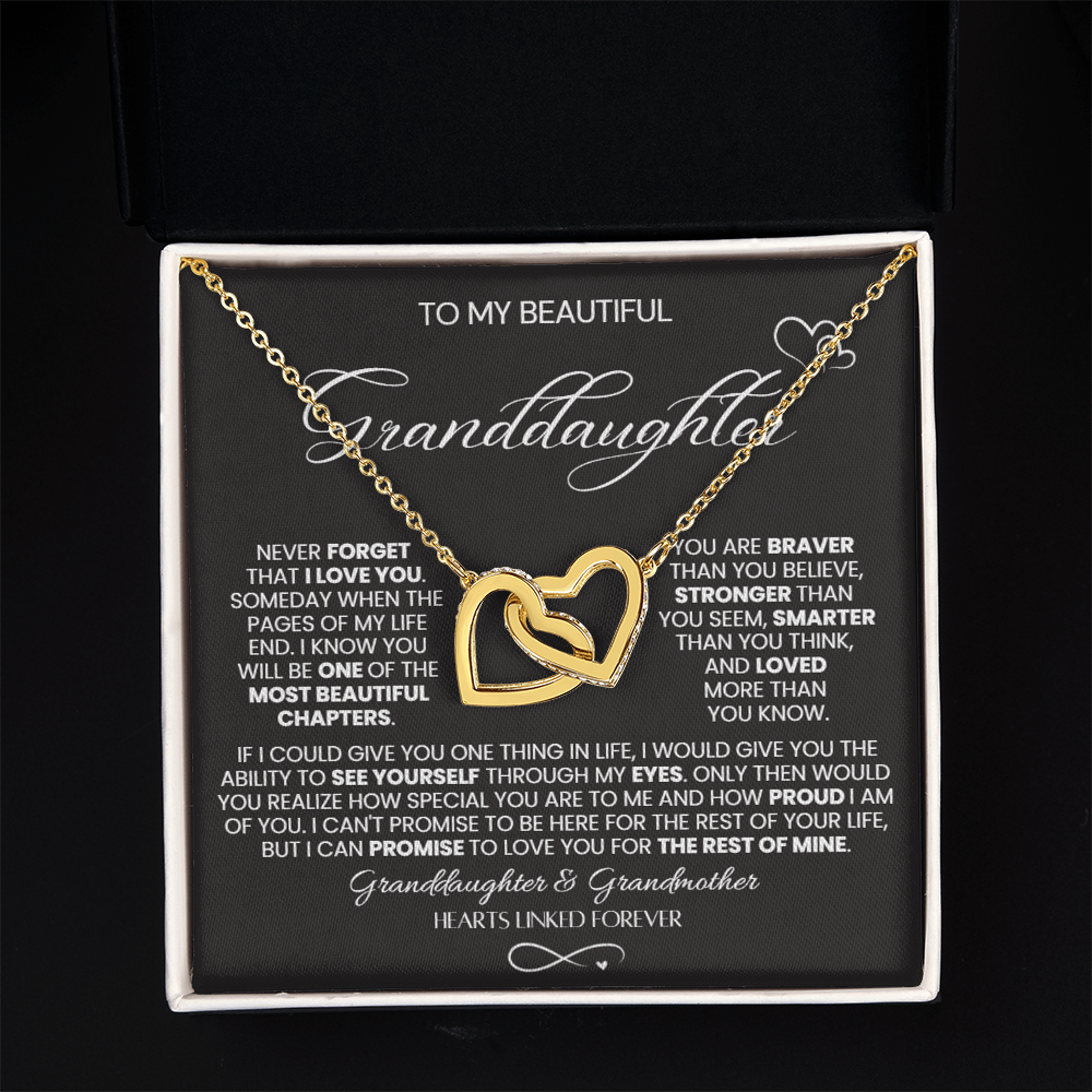 To My Granddaughter - Linked Hearts Necklace - Hearts Linked Forever