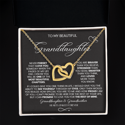To My Granddaughter - Linked Hearts Necklace - Hearts Linked Forever