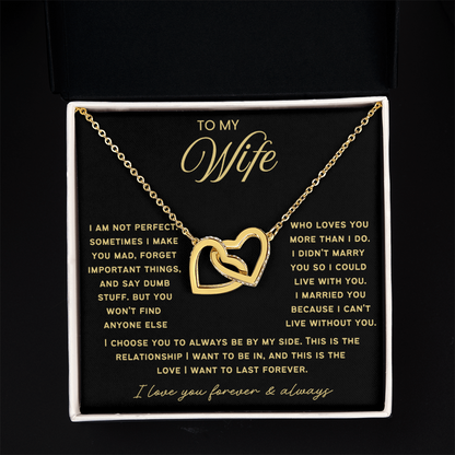 To My Wife - Linked Hearts Necklace - This Is The Love I Want To Last Forever  Message Card Gift