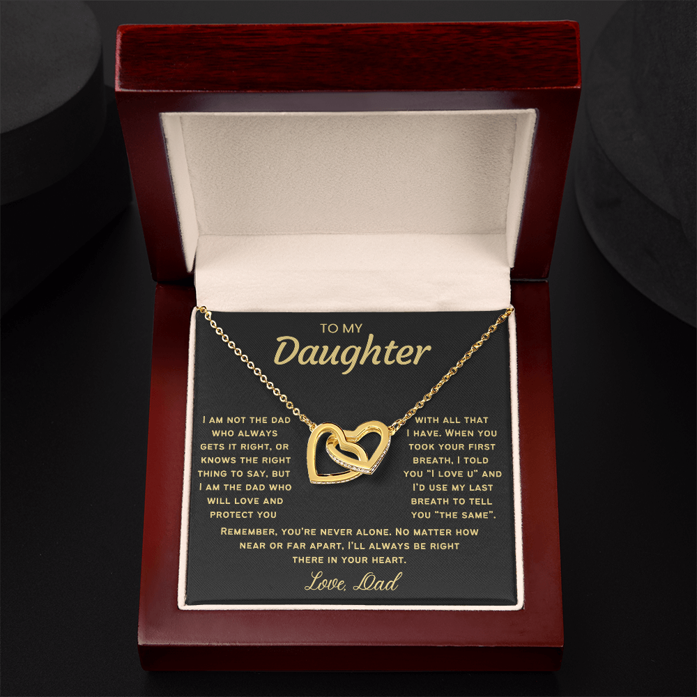 To My Daughter Necklace from Dad - Linked Hearts Necklace -  Proud Father Message Card Gift