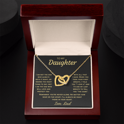 To My Daughter Necklace from Dad - Linked Hearts Necklace -  Proud Father Message Card Gift