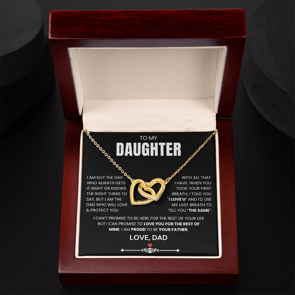 To My Daughter - Linked Hearts Necklace - Proud to Be Your Dad Message Card Gift