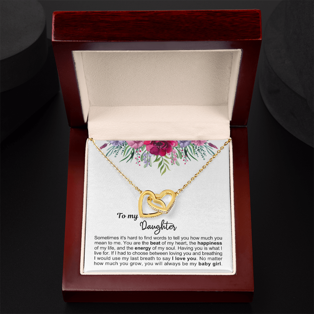 To My Daughter - Linked Hearts Necklace - Always My Baby Girl Message Card Gift