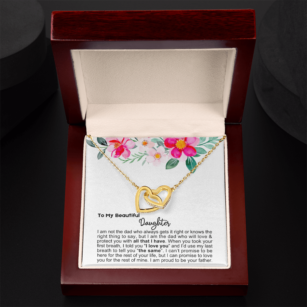 To My Daughter - Linked Hearts Necklace - Proud Father Message Card Gift