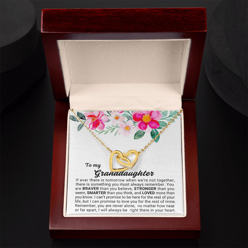 To My Granddaughter - Linked Hearts Necklace - You Are Never Alone Message Card Gift (Copy)