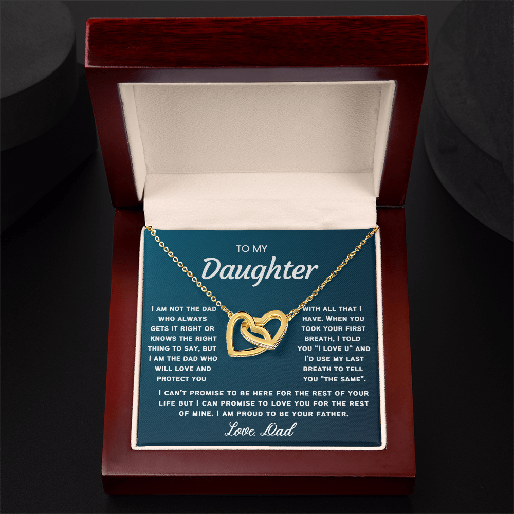 To My Daughter Necklace from Dad - Linked Hearts Necklace -  Proud Father Message Card Gift