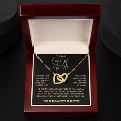 To My Wife - Linked Hearts Necklace -  Rather Beside You Valentine's Day Gift