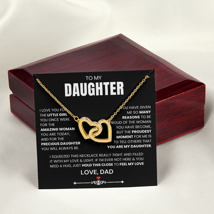 To My Daughter - Linked Hearts Necklace - Precious Daughter Message Card Gift