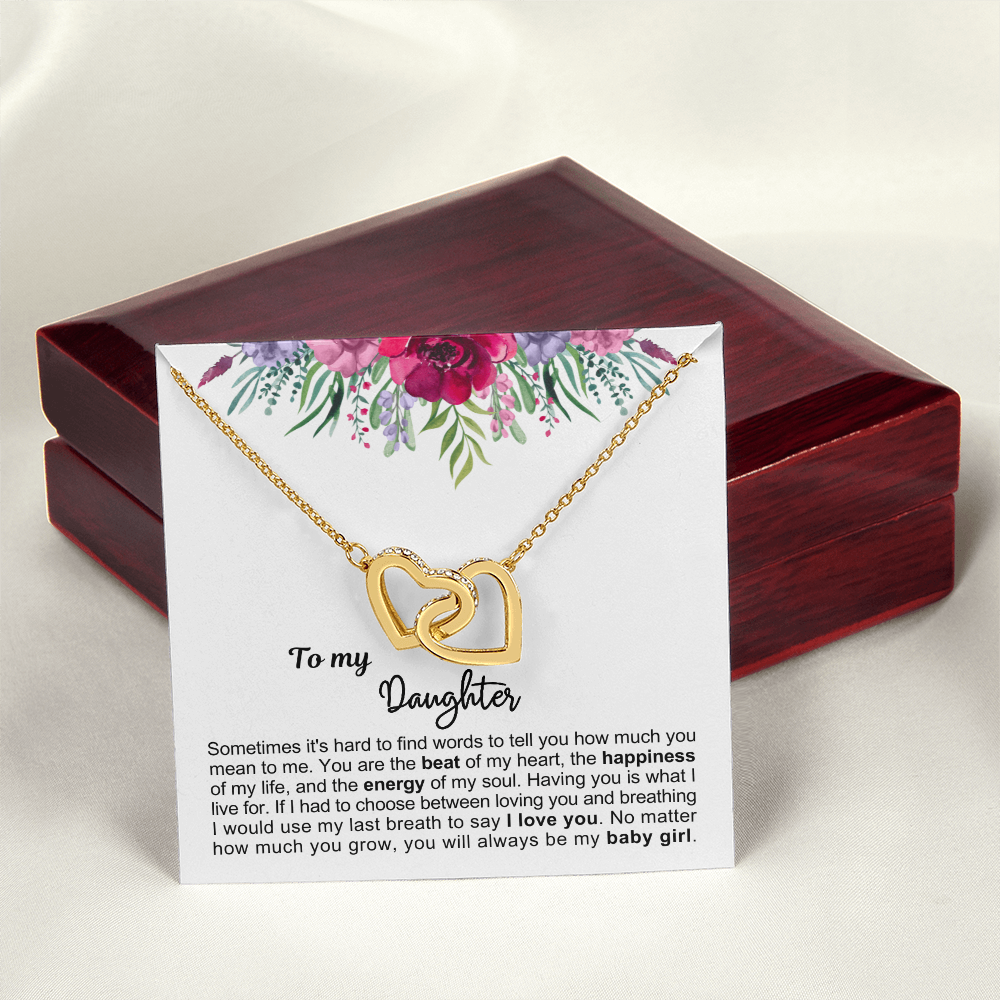 To My Daughter - Linked Hearts Necklace - Always My Baby Girl Message Card Gift