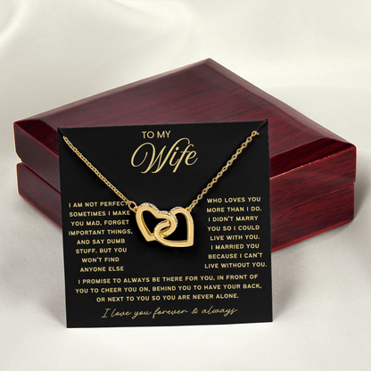 To My Wife - Linked Hearts Necklace - Always Be There For You Valentine's Day Gift