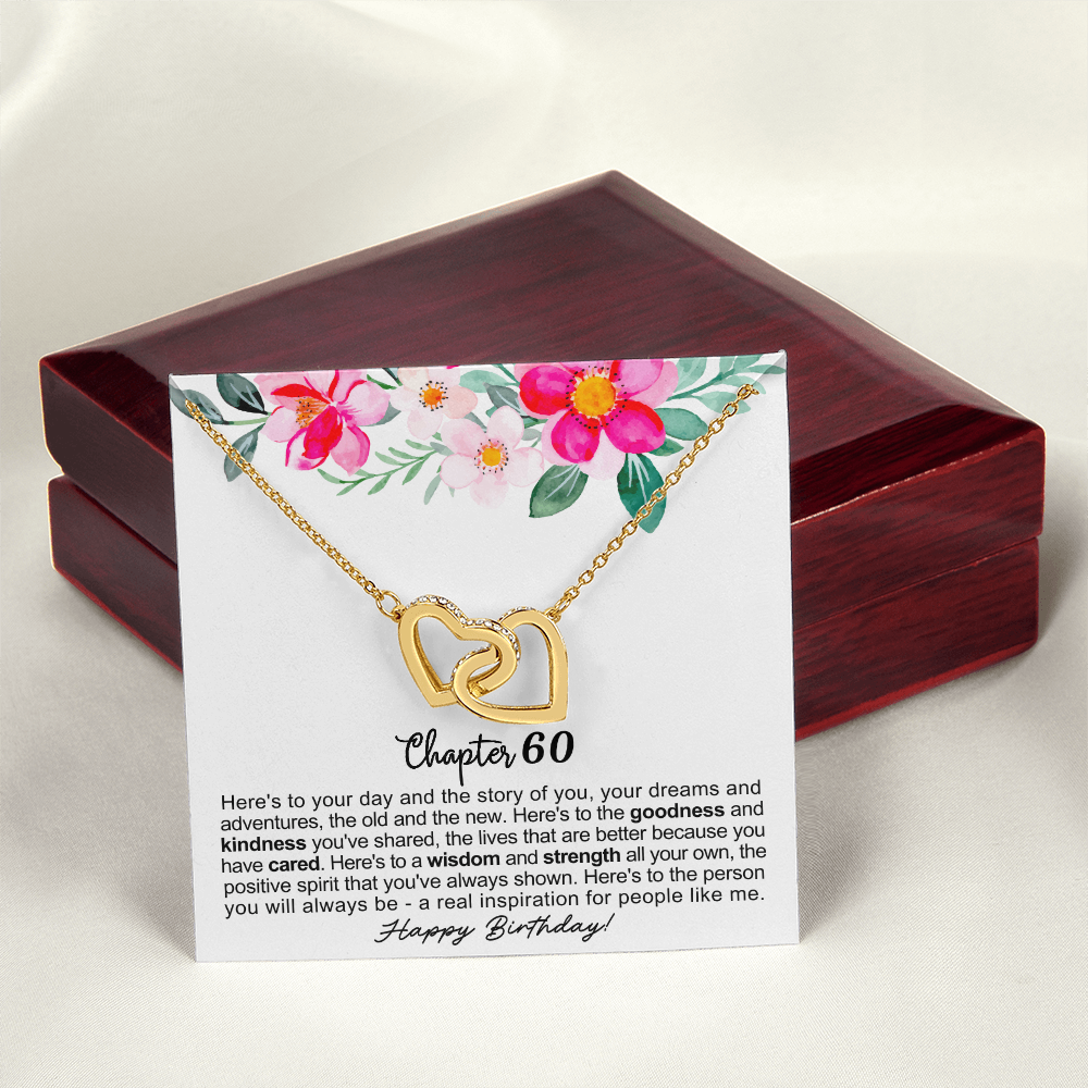 Happy 60th Birthday - Linked Hearts Necklace - You Are My Inspiration Message Card Gift