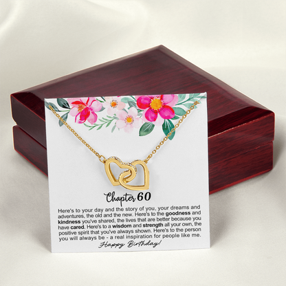 Happy 60th Birthday - Linked Hearts Necklace - You Are My Inspiration Message Card Gift