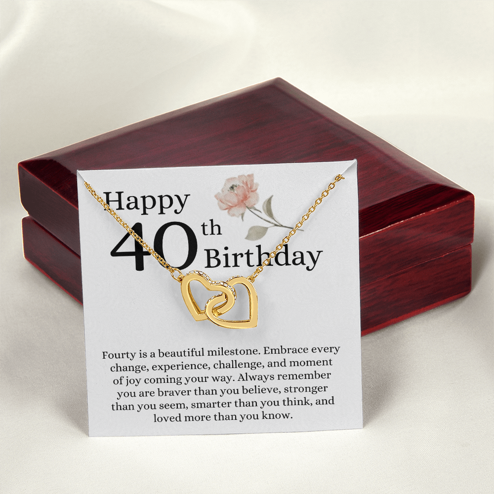 Happy 40th Birthday - Linked Hearts Necklace - Loved More Than You Know