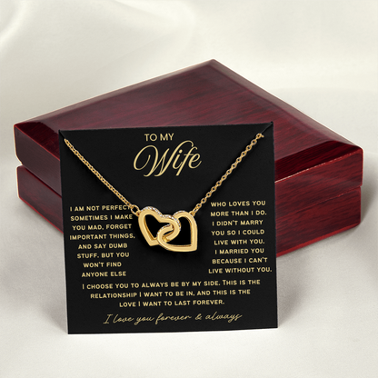 To My Wife - Linked Hearts Necklace - This Is The Love I Want To Last Forever  Message Card Gift