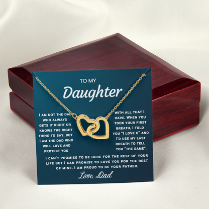 To My Daughter Necklace from Dad - Linked Hearts Necklace -  Proud Father Message Card Gift