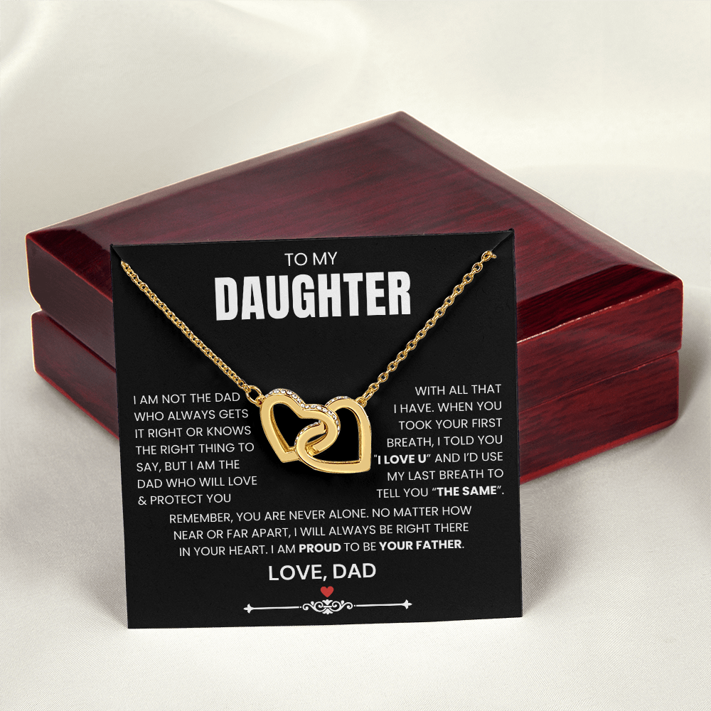 To My Daughter - Linked Hearts Necklace - Proud to Be Your Father Message Card Gift
