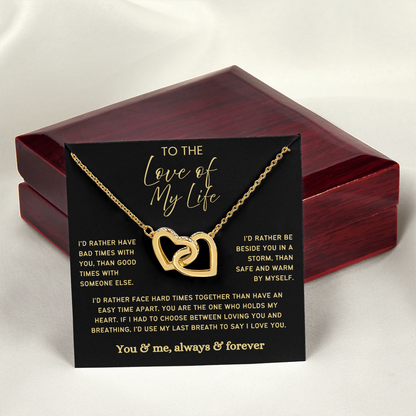 To My Wife - Linked Hearts Necklace -  Rather Beside You Valentine's Day Gift