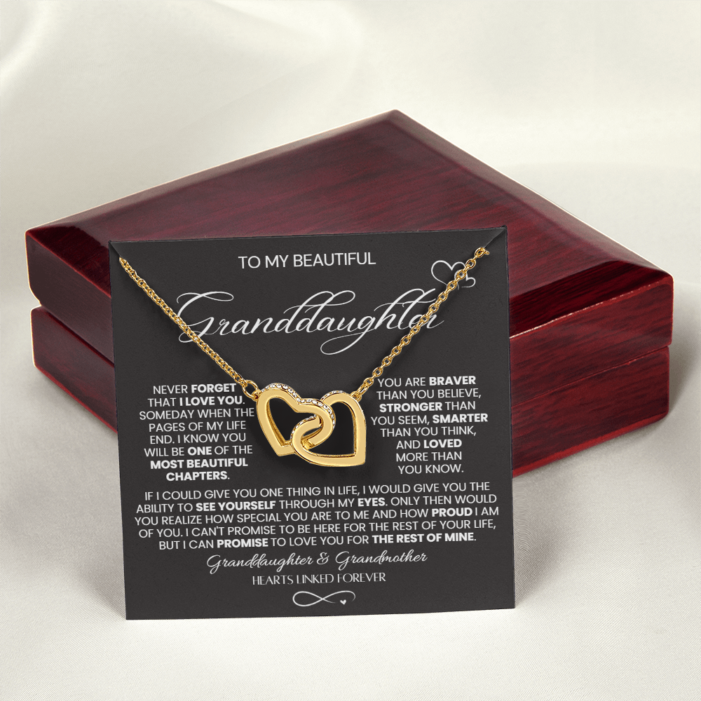 To My Granddaughter - Linked Hearts Necklace - Hearts Linked Forever