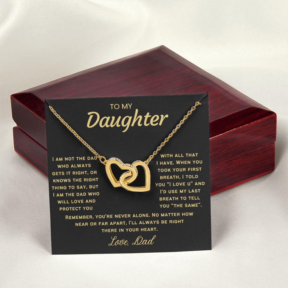 To My Daughter Necklace from Dad - Linked Hearts Necklace -  Proud Father Message Card Gift
