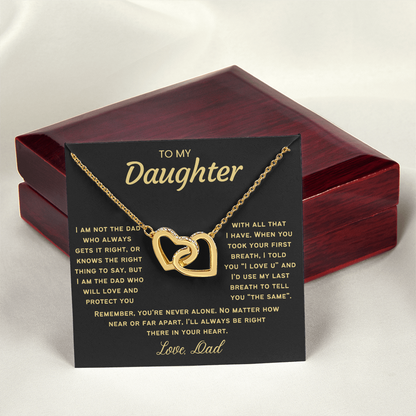 To My Daughter Necklace from Dad - Linked Hearts Necklace -  Proud Father Message Card Gift