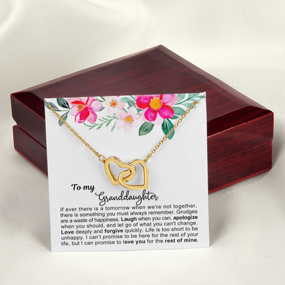 To My Granddaughter - Linked Hearts Necklace - Love You Forever Message Card Gift