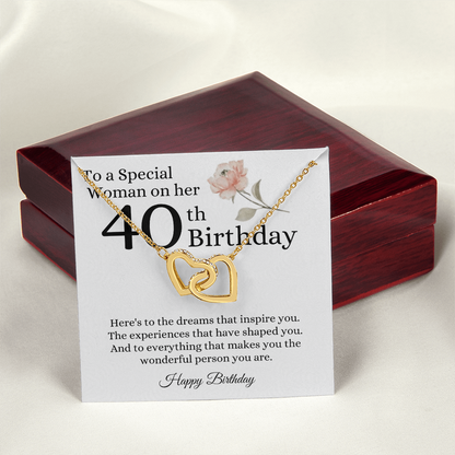 Happy 40th Birthday - Linked Hearts Necklace - Special Woman