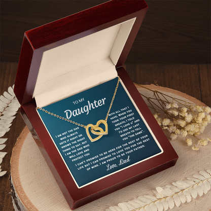 To My Daughter Necklace from Dad - Linked Hearts Necklace -  Proud Father Message Card Gift