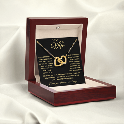 To My Wife - Linked Hearts Necklace - This Is The Love I Want To Last Forever  Message Card Gift