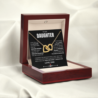 To My Daughter - Linked Hearts Necklace - Precious Daughter Message Card Gift