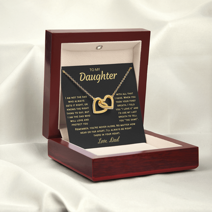 To My Daughter Necklace from Dad - Linked Hearts Necklace -  Proud Father Message Card Gift