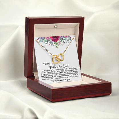 To My Mother In Law - Linked Hearts Necklace - You Are A Blessing Message Card Gift