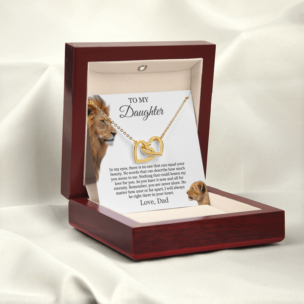 To My Daughter - Linked Hearts Necklace - You Are Never Alone Message Card Gift