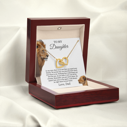 To My Daughter - Linked Hearts Necklace - You Are Never Alone Message Card Gift