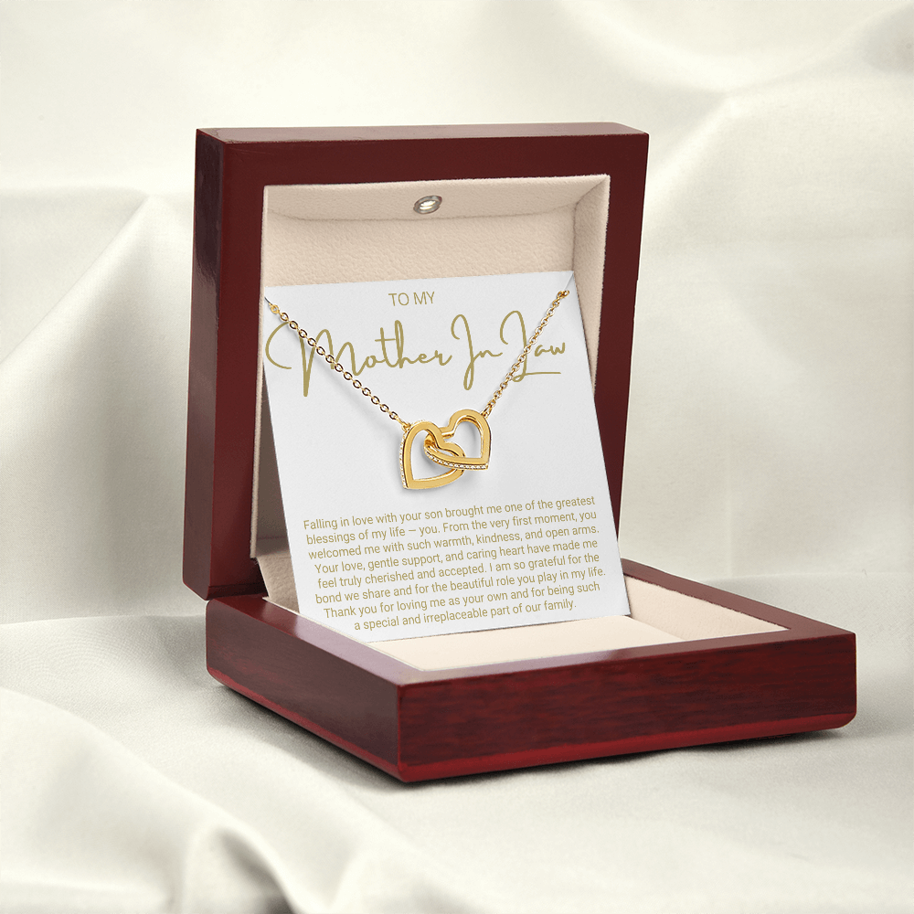 To My Mother In Law - Linked Hearts Necklace - You Are The Greatest Blessing Message Card Gift