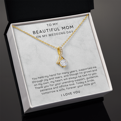 To My Mom - Ribbon Necklace - Forever Your Little Girl